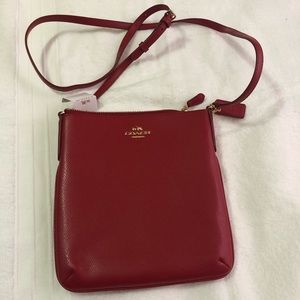 Coach red cross grain north south crossbody New